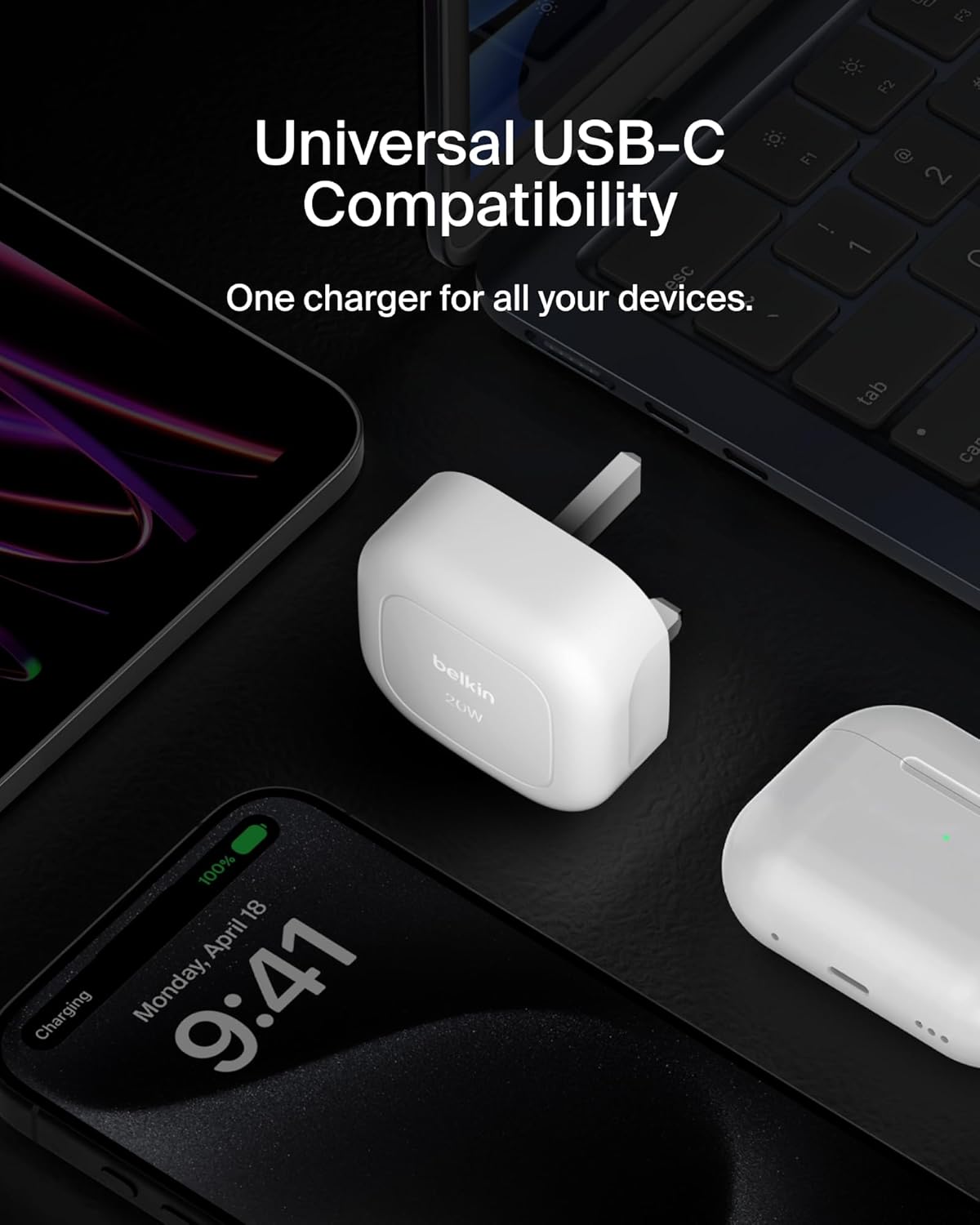 Belkin BoostCharge 20W Cubic Wall Charger with 1m C-C Cable